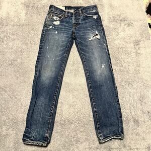 Abercrombie & Fitch Jeans Mens 28 X30 Skinny Slim Button Fly Blue Denim Pants